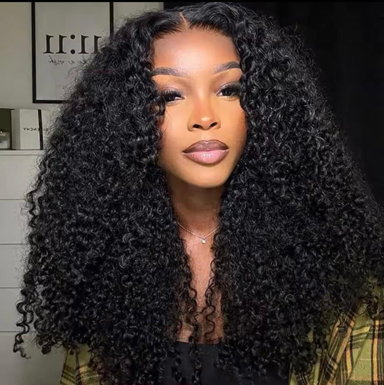 200 Density Human Hair Wig Kinky Curly 13x4 Lace Frontal Wig