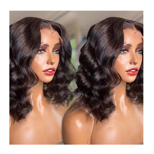 Straight wave transparent lace front wig 100% human virgin hair Brazilian short bob