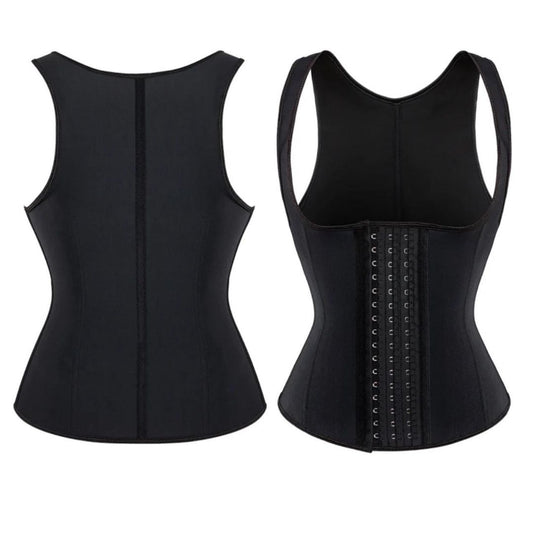 3 hooks and eyes adjustable strap lather latex waist trainer vest 9 rods corset for weight loss
