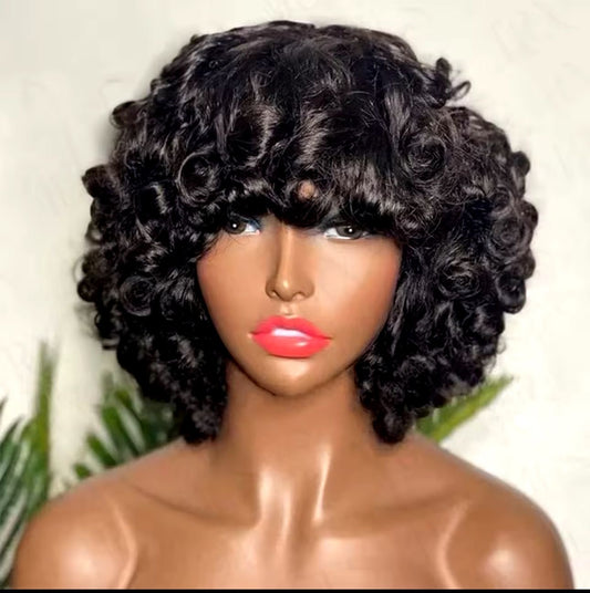 350 density Fumi Curly Bob Wig Buncy Pixie cut