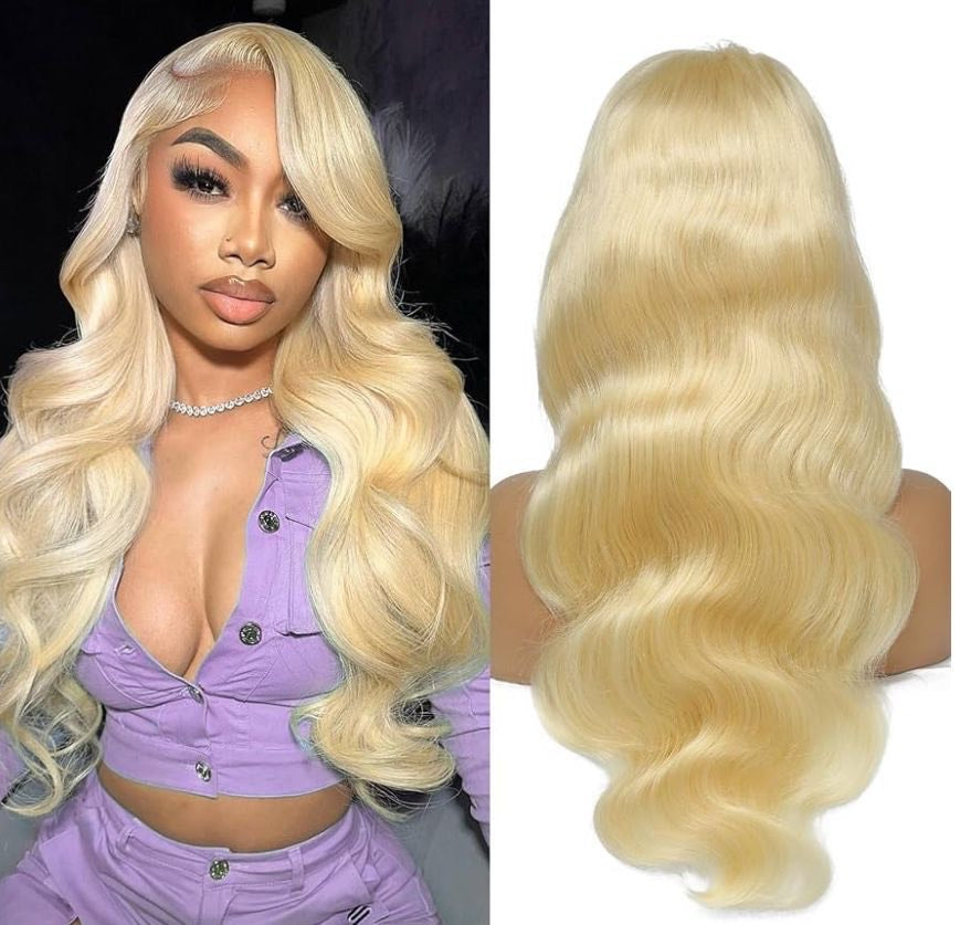 13x6 Human Hair 200 Density HD Body wave Blonde wig Human Hair